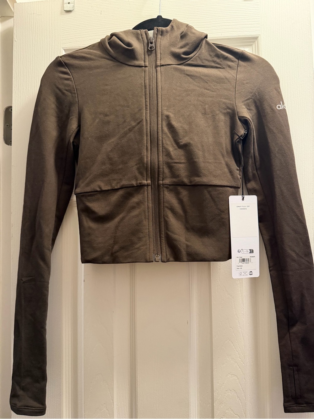 ALO Yoga Sway Full Zip Hoodie in Espresso XS